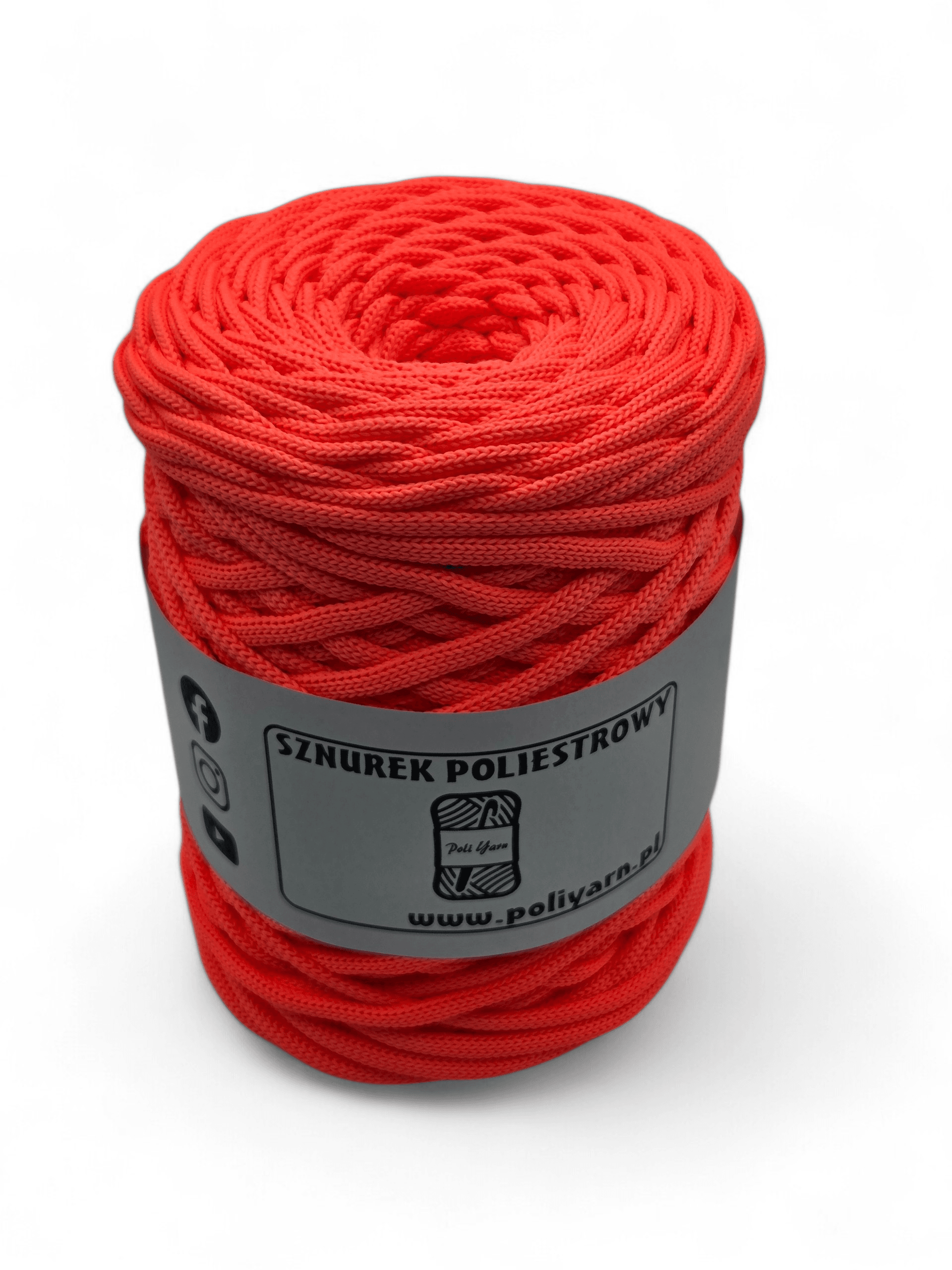 Flat polyester cord 5 mm - neon pink