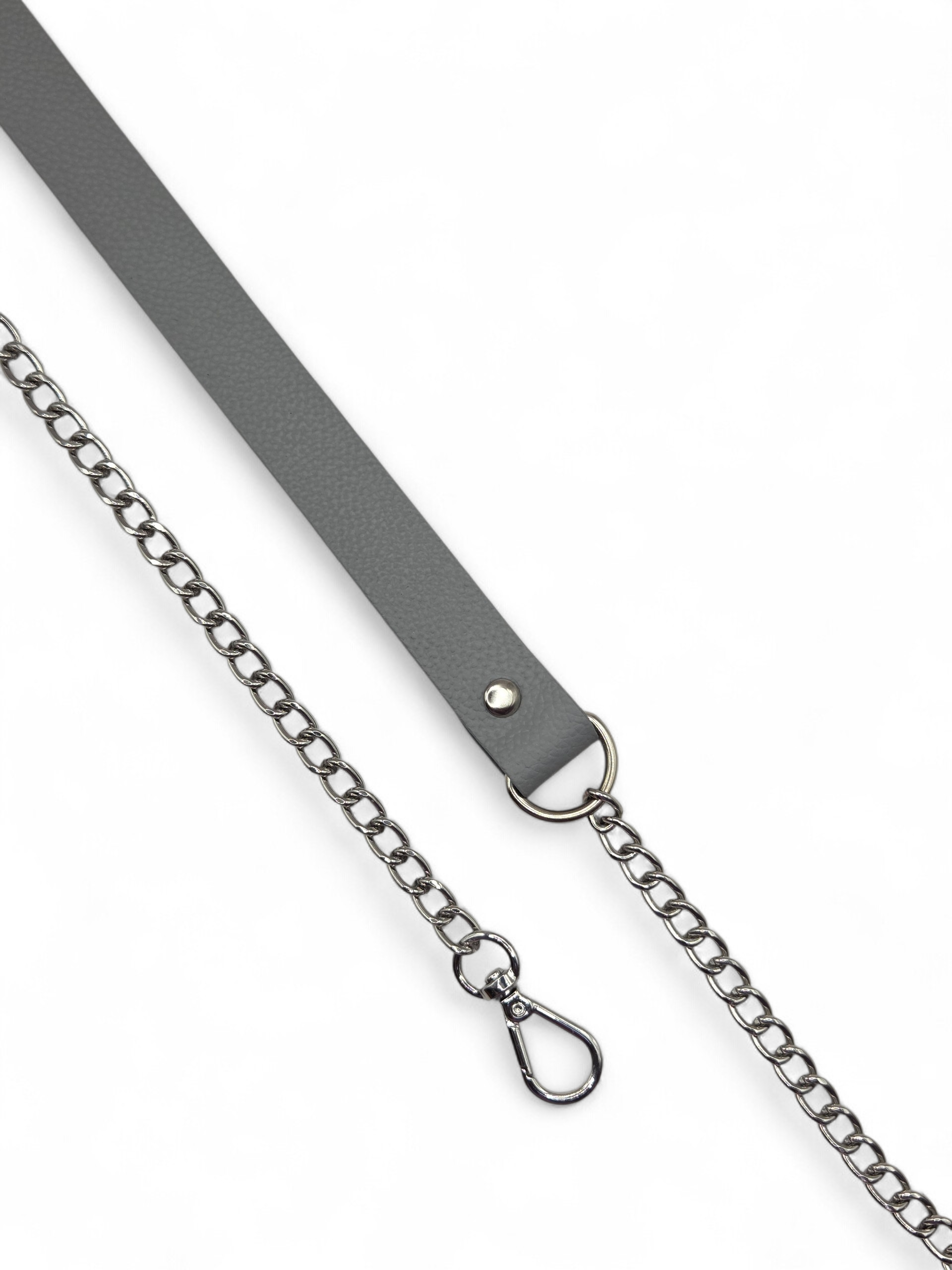 Łańcuszek ze skórzaną amortyzacją - kolor okuć do wyboru - szary