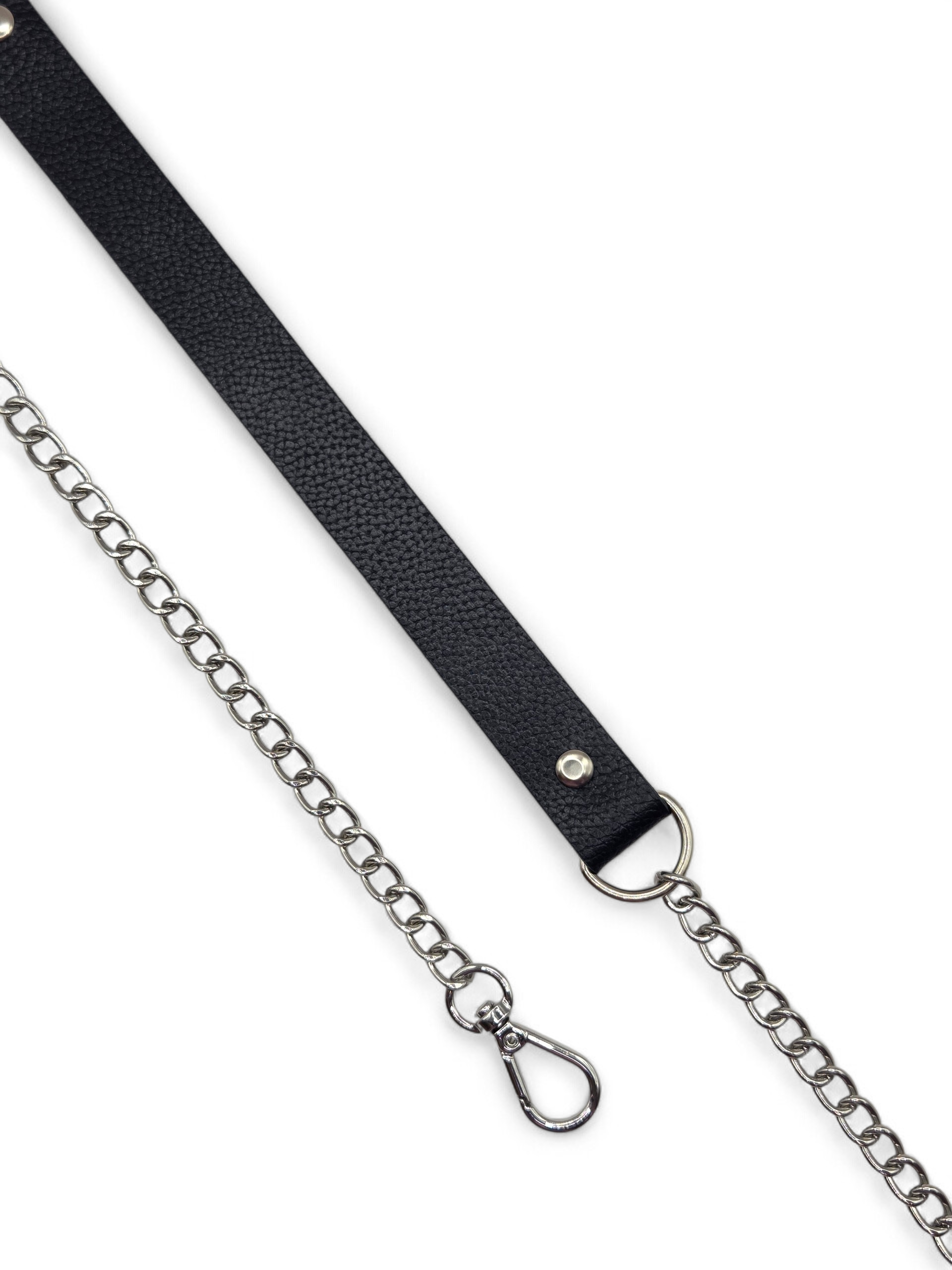 Łańcuszek ze skórzaną amortyzacją - kolor okuć do wyboru - granat