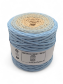 Sznurek poliestrowy płaski 5 mm ombre - 250 m - biszkopt/błękit