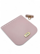 Klapa do torebki 18x18 cm z zapięciem typu kołatka - kolor okuć do wyboru - pudrowy róż