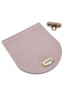 Klapa do torebki 18x20 cm z zapięciem typu kołatka - kolor okuć do wyboru - pudrowy róż