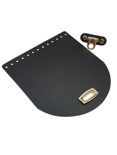 Klapa do torebki 18x20 cm z zapięciem typu kołatka - kolor okuć do wyboru - czarny