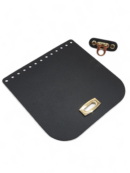 Klapa do torebki 18x18 cm z zapięciem typu kołatka - kolor okuć do wyboru - czarny