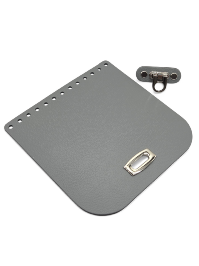 Klapa do torebki 18x18 cm z zapięciem typu kołatka - kolor okuć do wyboru - szary