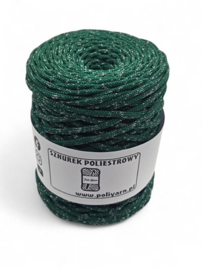 Flat polyester cord 5 mm GLITTER - Gucci green + silver (Kopia)