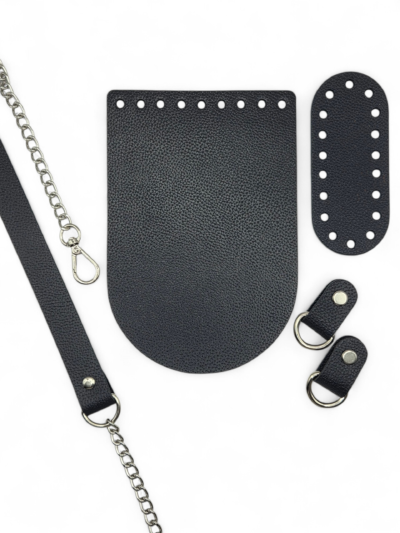 Skórzany zestaw do etui bez zapięcia - kolor okuć do wyboru - granat