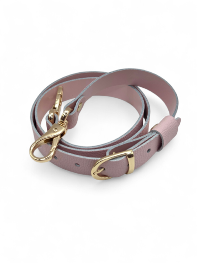 Pasek do torebki regulowany z karabińczykami 100 cm - kolor okuć do wyboru - pudrowy róż