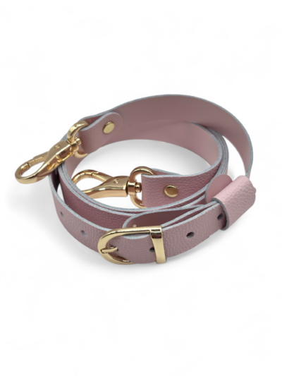 Pasek do torebki regulowany z karabińczykami 120 cm - kolor okuć do wyboru - pudrowy róż