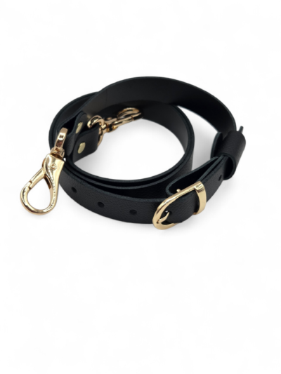 Pasek do torebki regulowany z karabińczykami 100 cm - kolor okuć do wyboru - czarny