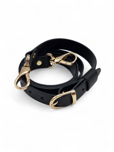 Pasek do torebki regulowany z karabińczykami 120 cm - kolor okuć do wyboru - czarny