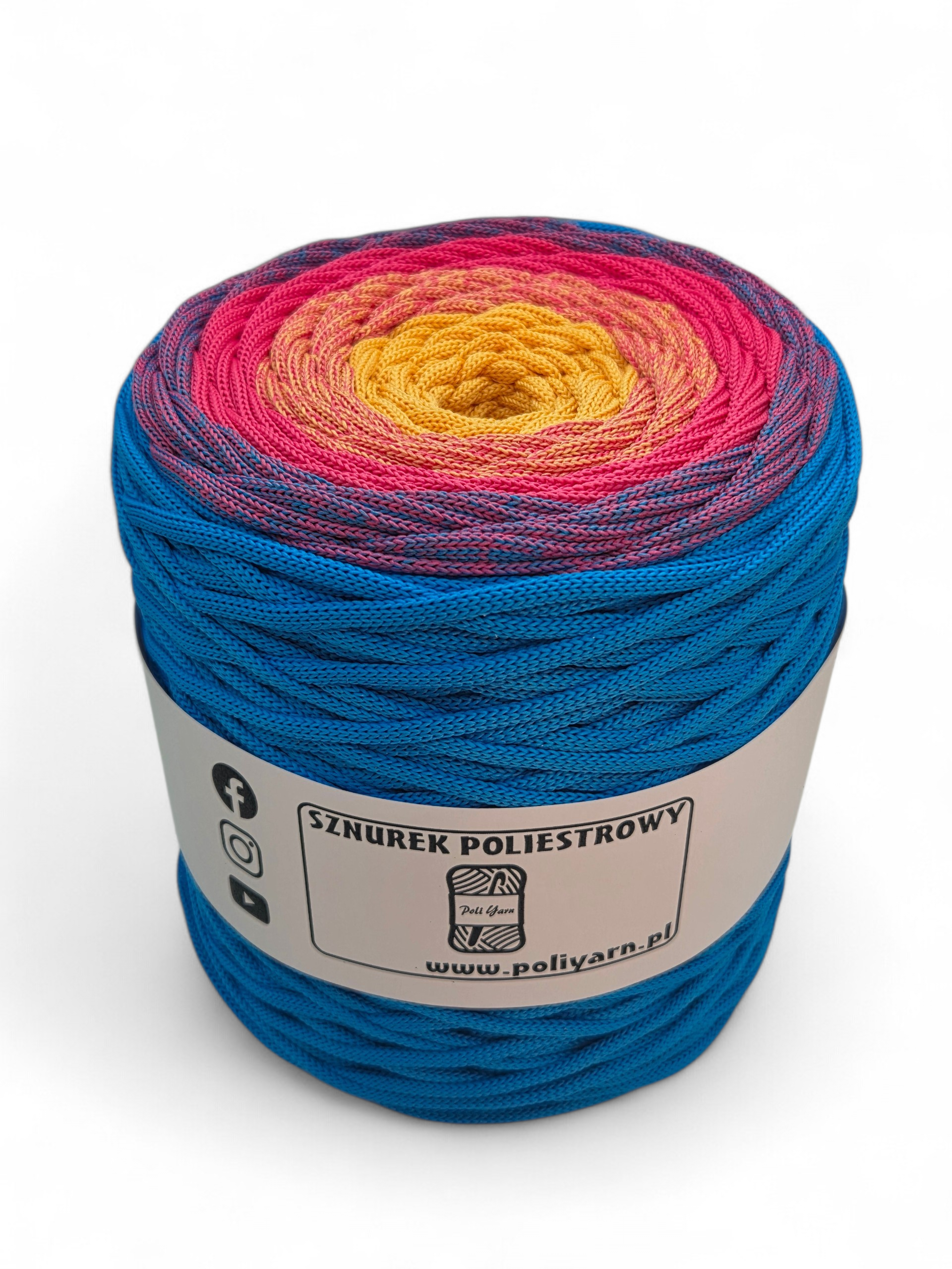 Flat polyester cord 5 mm ombre - 250 m - orange/dark purple/plum (Kopia) (Kopia)