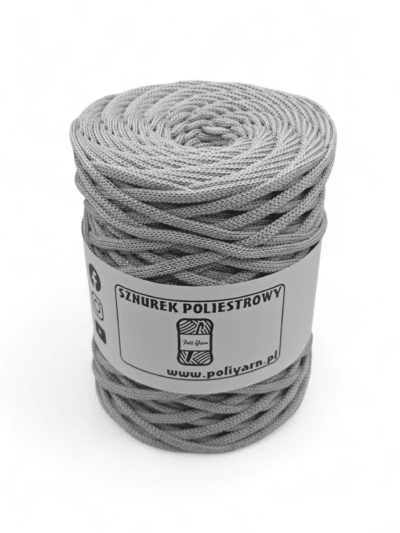 Flat Polyester Cord 5 mm GLITTER - CAIRO NIGHT - light gray