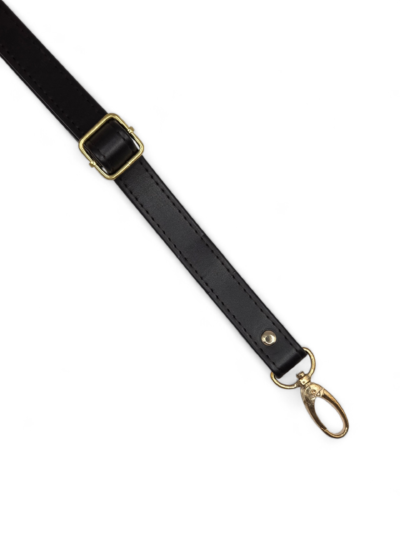 Adjustable eco-leather strap, 2 cm - black + gold (Kopia) (Kopia) (Kopia)
