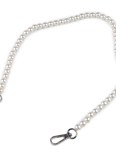 Łańcuch-rączka do torebki z pereł 60 cm - 1 szt - srebrne okucia