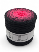 Sznurek poliestrowy płaski 5 mm ombre - 250 m - fuksja/czarny