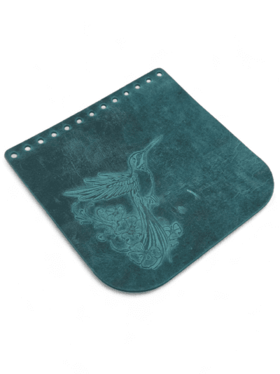 Bag Flap 18x18 cm - Crazy Horse - Embossed Hummingbird - Teal