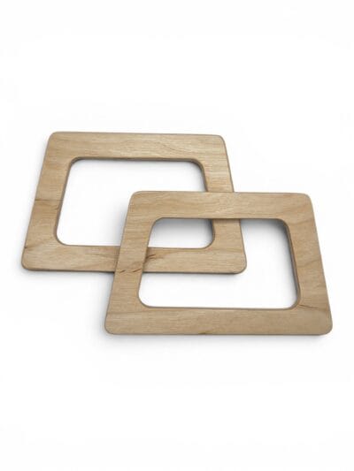 Rączki drewniane do torebki, trapezy - 2 szt - naturalne