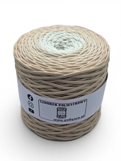Sznurek poliestrowy płaski 5 mm ombre - 250 m - biszkopt/perła SUPEŁEK W ŚRODKU
