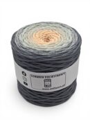 Sznurek poliestrowy płaski 5 mm ombre - 250 m - ciemny szary/jasny szary/różowy krem