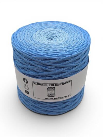 Sznurek poliestrowy płaski 5 mm ombre - 250 m - niezapominajka/błękit