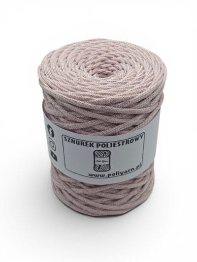 Sznurek poliestrowy płaski 5 mm GLITTER - NOC KAIRU - pudrowy róż