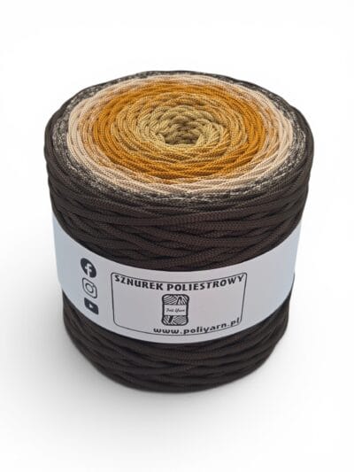 Flat polyester cord 5 mm ombre - 250 m - orange/dark purple/plum (Kopia) (Kopia)