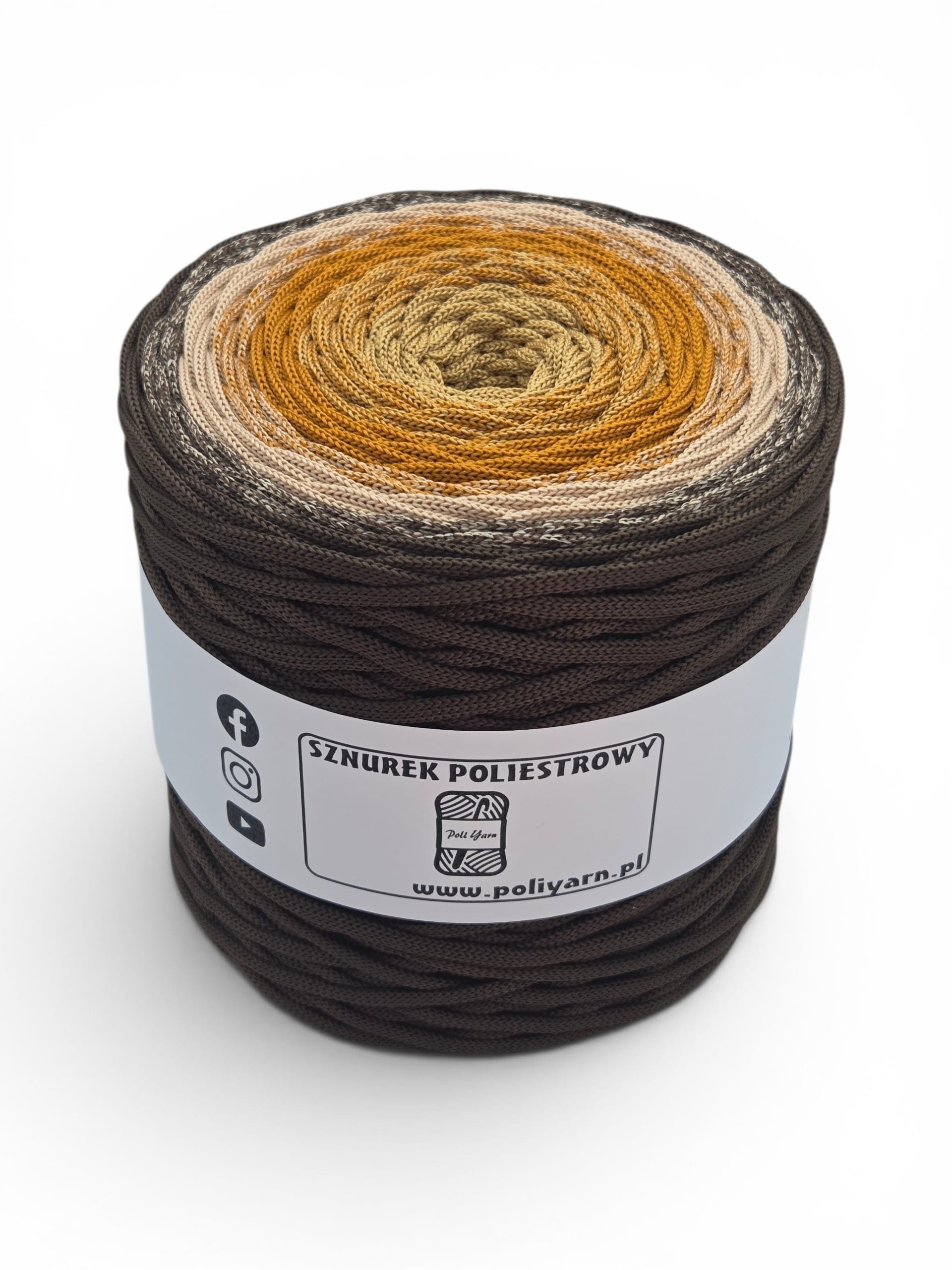 Sznurek poliestrowy płaski 5 mm ombre - 250 m - czekolada/ciastko/cynamon/toffi - SUPEŁEK W ŚRODKU