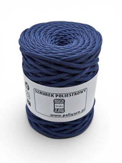 Sznurek poliestrowy płaski 5 mm GLITTER - ciemny jeans + jeans