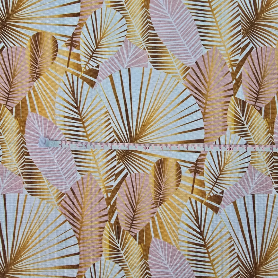 Tkanina wodoodporna, materiał na podszewkę - 50x80 cm - złote liście