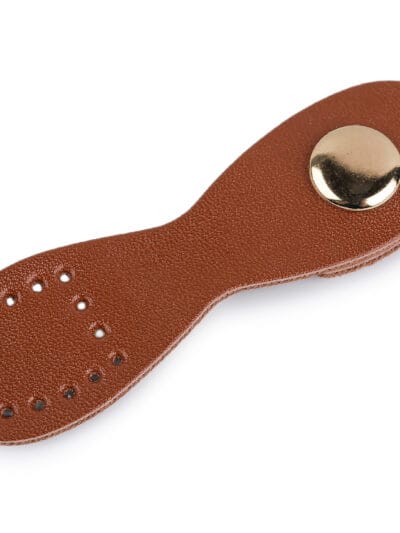 Snap fastener with eco leather for sewing - brown + gold