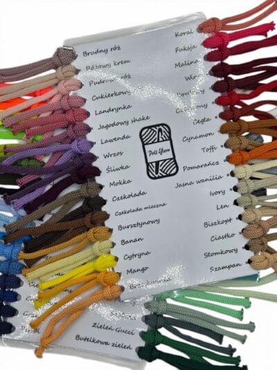 PoliYarn 5mm Polyester Cord Color Chart - Laminated Paper