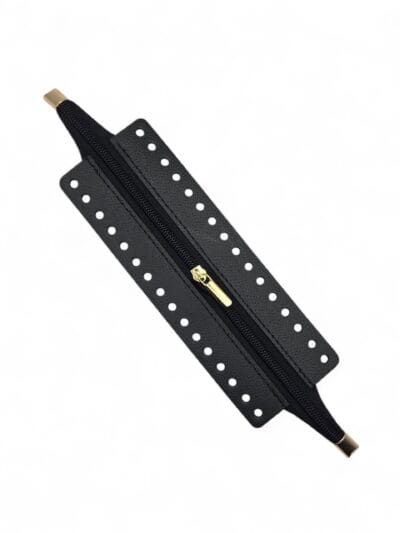Leather zipper insert 20 cm - hardware color to choose - black