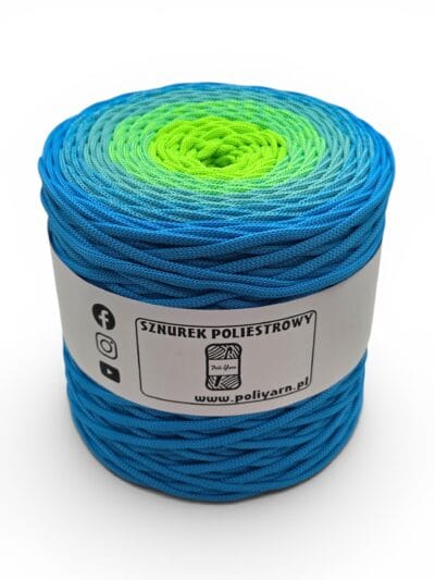 Flat polyester cord 5 mm ombre - 250 m - orange/dark purple/plum (Kopia) (Kopia)