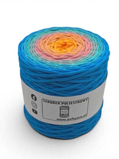 Flat polyester cord 5 mm ombre - 250 m - orange/dark purple/plum (Kopia)