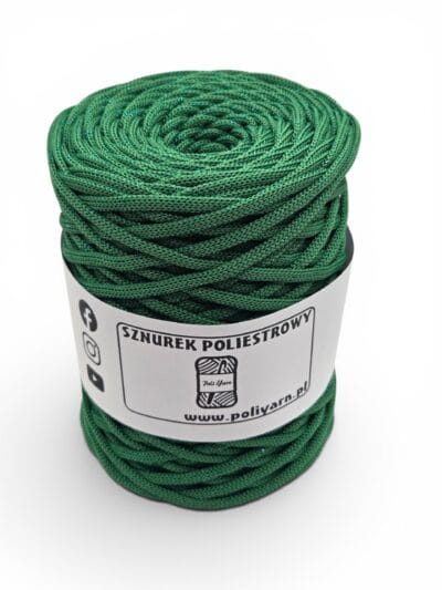 Flat polyester cord 5 mm GLITTER - Gucci green + green