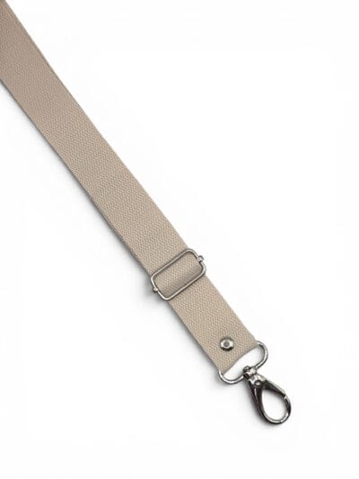 Pasek regulowany tekstylny 2,5 cm - biszkopt + srebro
