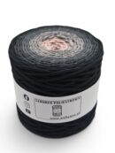 Sznurek poliestrowy płaski 5 mm ombre - 250 m - czarny/grafit/brudny róż