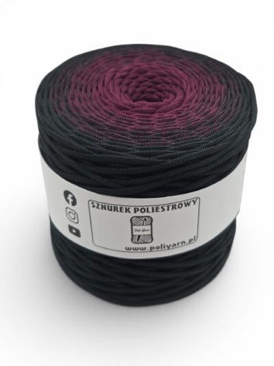 Flat Polyester Ombre Cord 5 mm - 250 m - Black/Plum