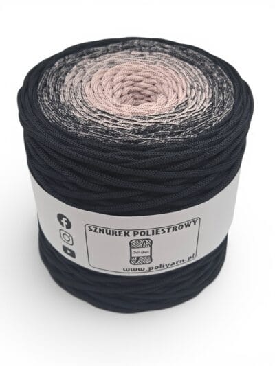Flat polyester cord 5 mm ombre - 250 m - black/bottle green (Kopia)
