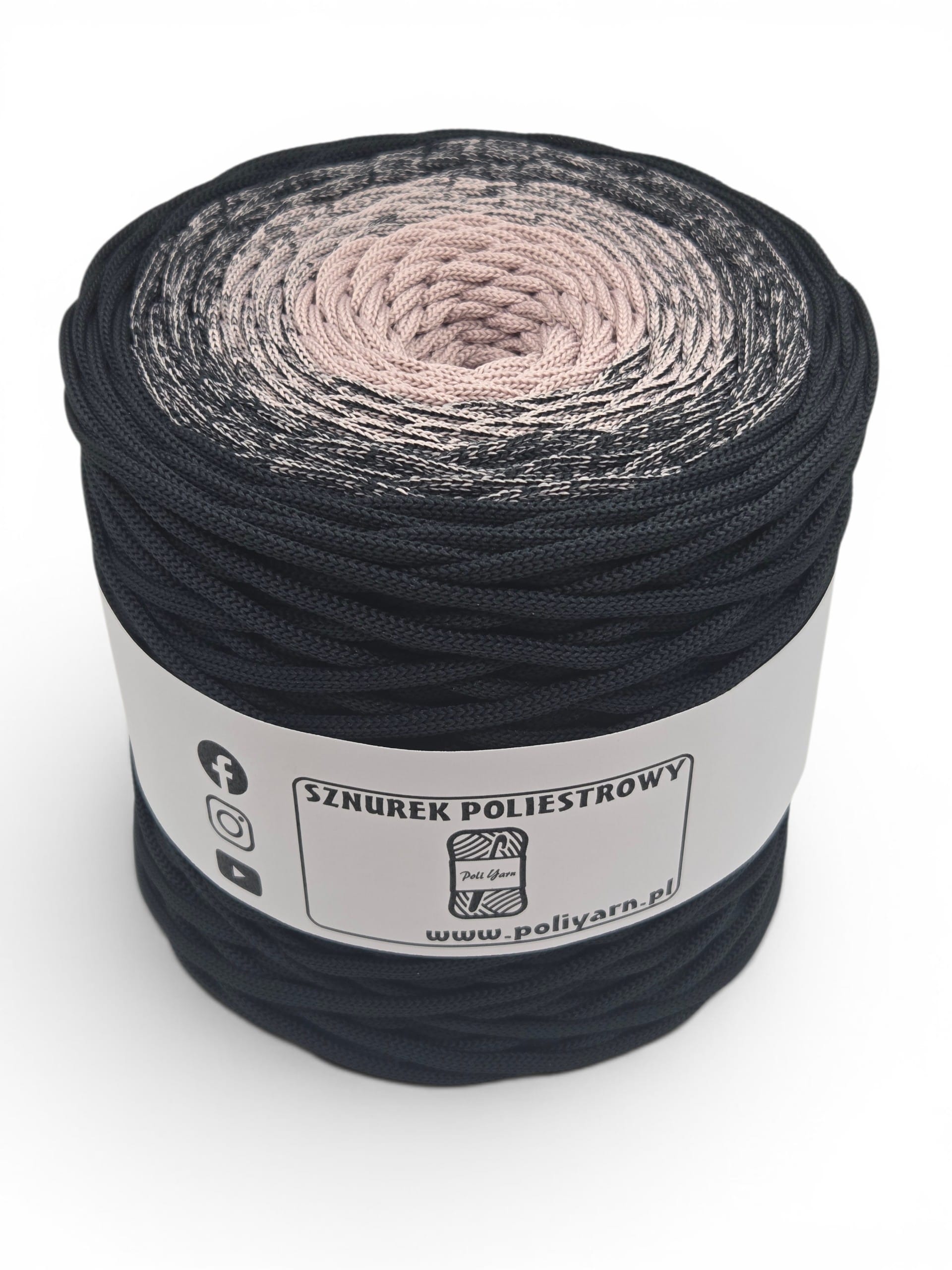 Flat polyester cord 5 mm ombre - 250 m - black/bottle green (Kopia)