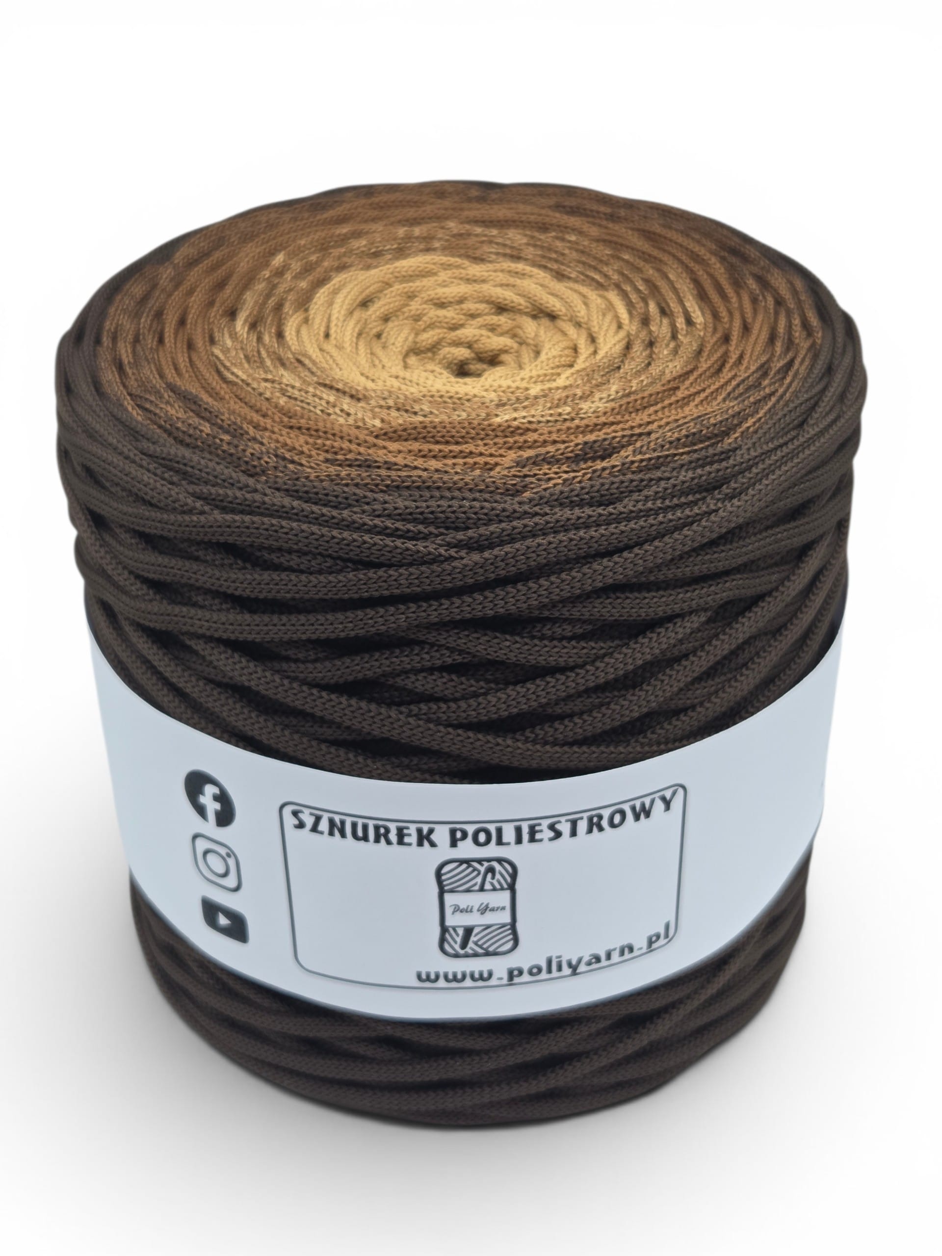 Sznurek poliestrowy płaski 5 mm ombre - 250 m - czekolada/czekolada mleczna/toffi