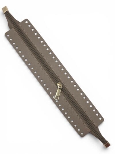 Leather base with zipper 30 cm - hardware color to choose - mocha
