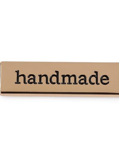 Metal label tag with prongs "Handmade" - gold