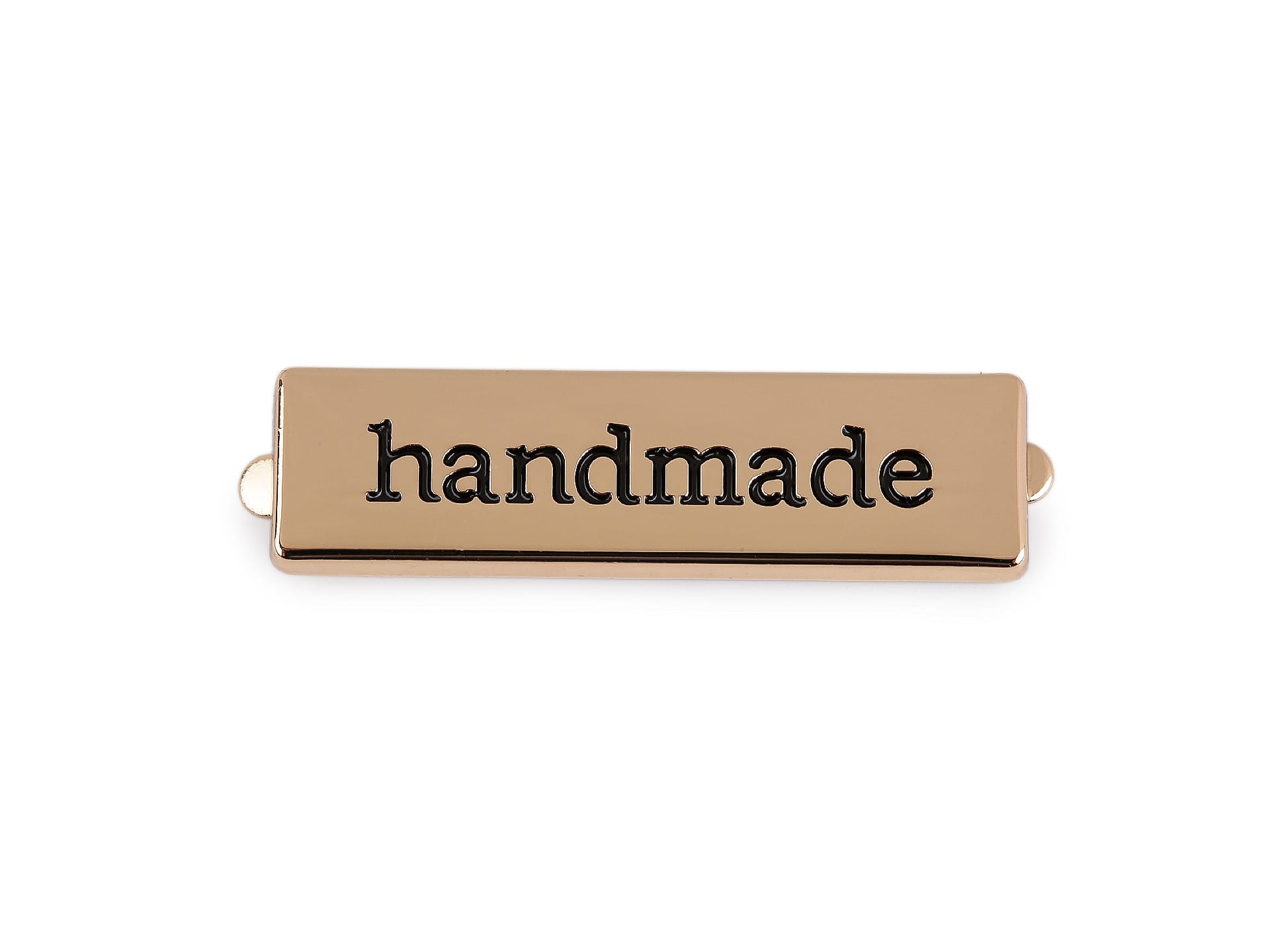 Metka-blaszka metalowa na wąsy "Handmade" - złota