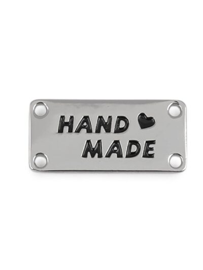 Metal "Handmade" Sew-On Tag Rectangle - Silver