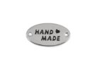 Metka metalowa do przyszycia "Handmade" owal - srebrna