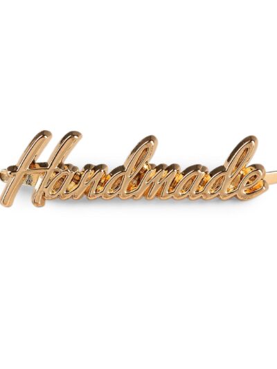 Gold "Handmade" metal tag with tabs