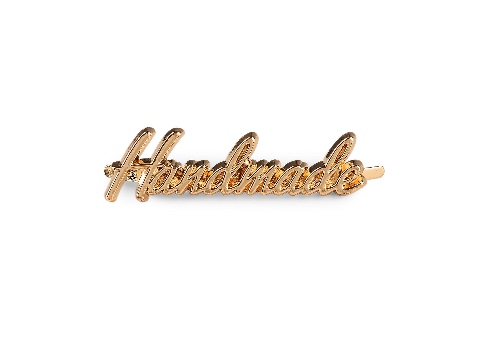 Metka metalowa na wąsy "Handmade" - złota