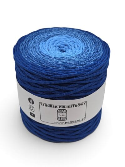 Sznurek poliestrowy płaski 5 mm ombre - 250 m - chabrowy/niezapominajka